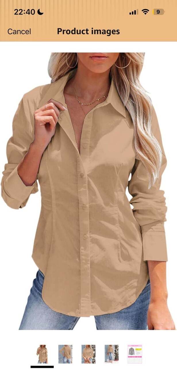 siliteelon Women's Button Down Shirts Long Sleeve Dress Shirts Wrinkle Free SZ M